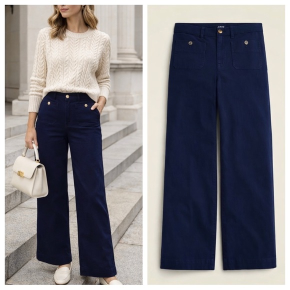 J. Crew Pants - J. Crew Sailor slim wide-leg chino pant navy blue 23903